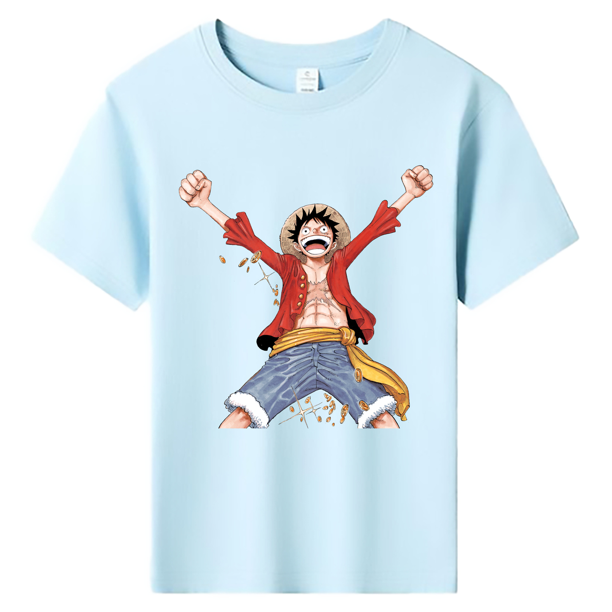 ワンピース モンキー・D・ルフィ ONE PIECE Monkey D. Luffy 綿100％キッズTシャツ（フロントプリント）